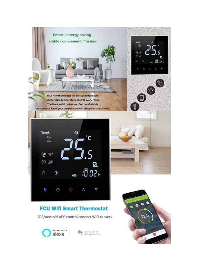Generic Royal Apex Wifi Programmable Room AC Smart Thermostat 1200 W 2pipeWhite Black  - Image 2