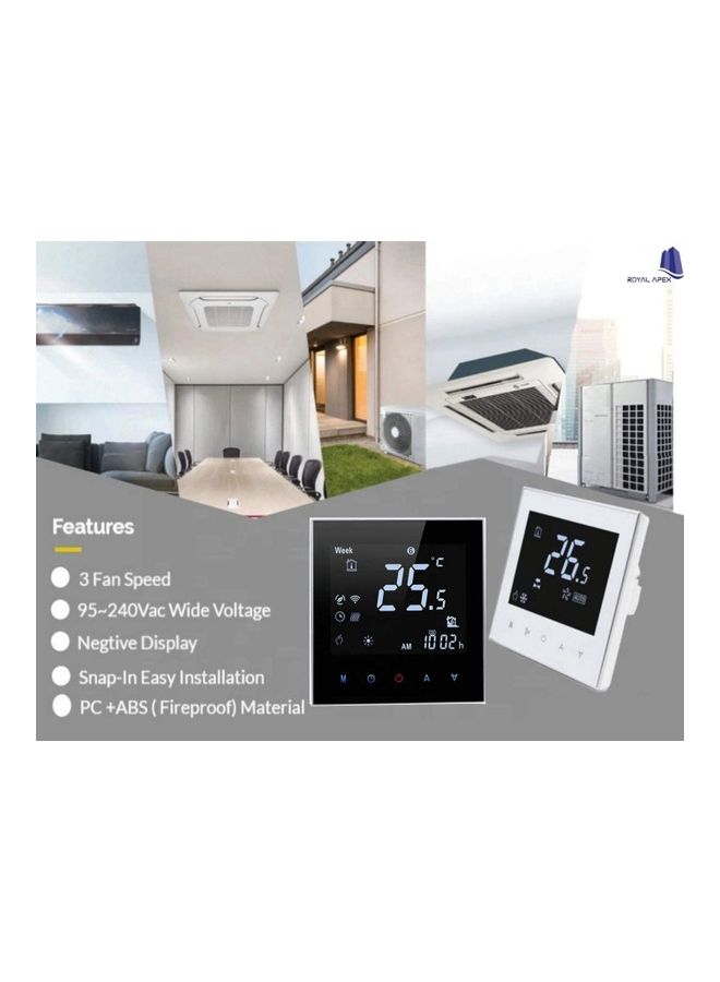 Generic Royal Apex Wifi Programmable Room AC Smart Thermostat 1200 W 2pipeWhite Black  - Image 3