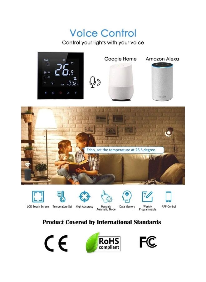 Generic Royal Apex Wifi Programmable Room AC Smart Thermostat 1200 W 2pipeWhite Black  - Image 5