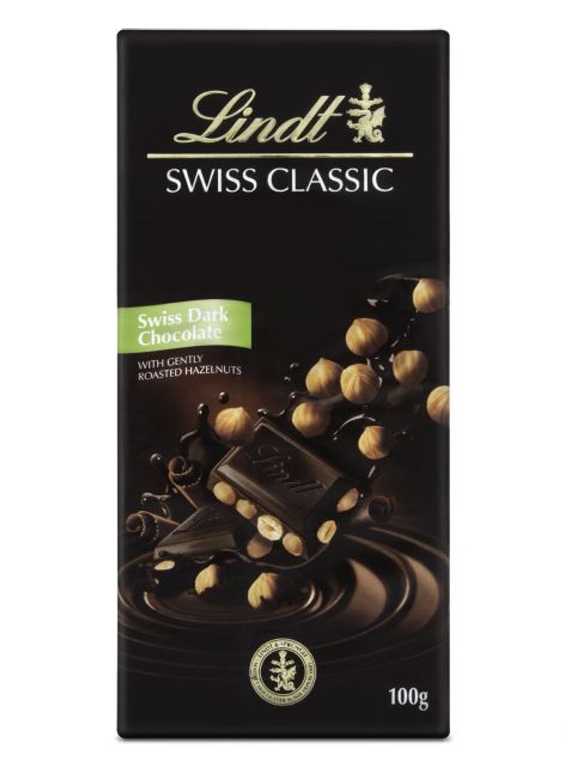 Lindt Swiss Classic Dark Hazelnut Chocolate 100grams 