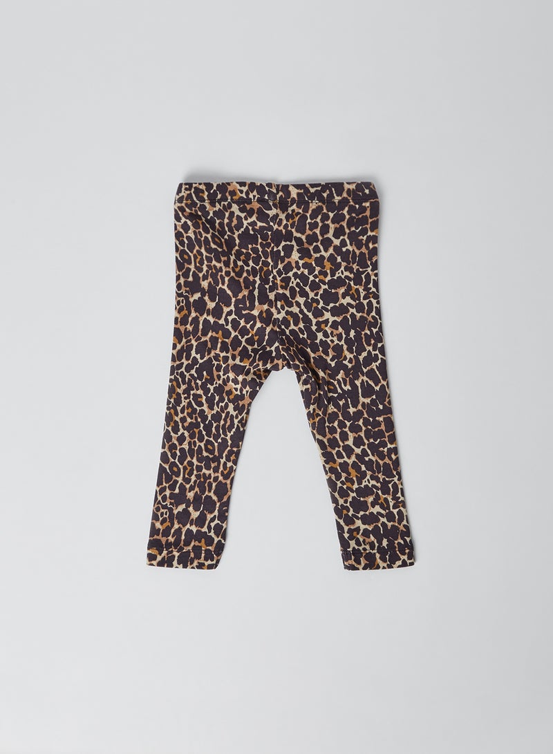 NAME IT - Baby Leopard Print Leggings Mole - Image 1