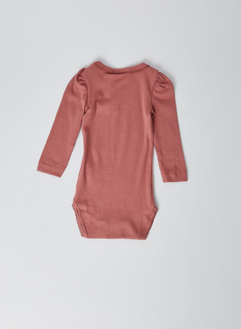 NAME IT - Baby Ribbed Onesie Withered Rose - Image 1