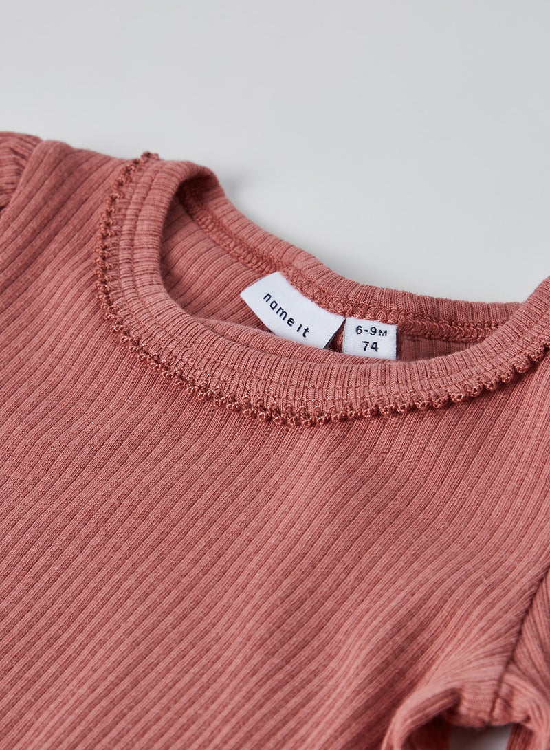 NAME IT - Baby Ribbed Onesie Withered Rose - Image 1