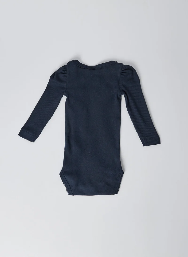 NAME IT Baby Girls Ribbed Onesie Dark Sapphire