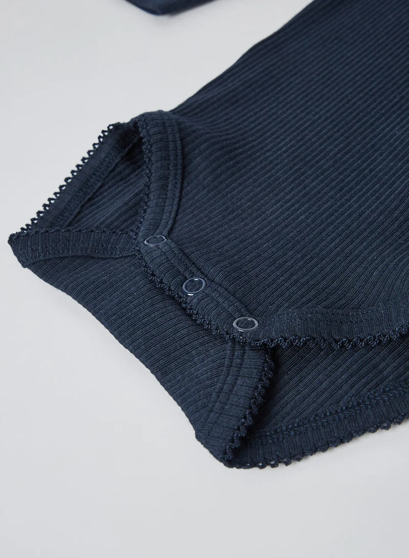 NAME IT Baby Girls Ribbed Onesie Dark Sapphire