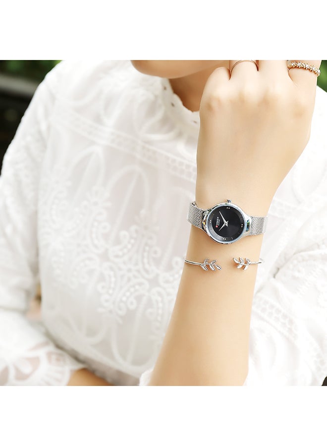 CURREN - Women's Waterproof Stainless Steel Mesh BAnd Quartz Watch 9028 - 27 mm - Silver - Image 1