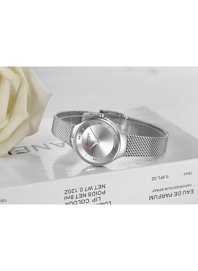 CURREN - Women's Waterproof Stainless Steel Mesh BAnd Quartz Watch 9028 - 27 mm - Silver - Image 1