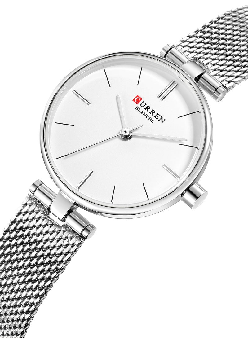 CURREN - Women's Waterproof Stainless Steel Mesh BAnd Quartz Watch 9038 - 27 mm - Silver - Image 1