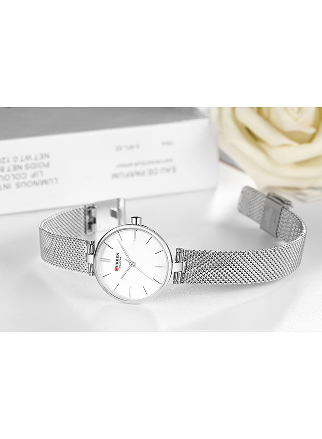 CURREN - Women's Waterproof Stainless Steel Mesh BAnd Quartz Watch 9038 - 27 mm - Silver - Image 1