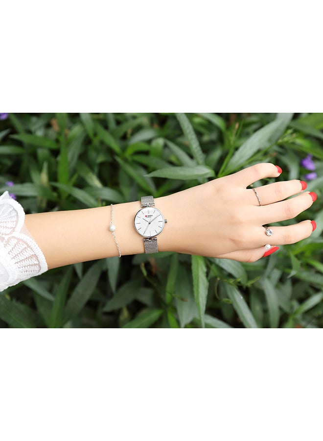 CURREN - Women's Waterproof Stainless Steel Mesh BAnd Quartz Watch 9038 - 27 mm - Silver - Image 1