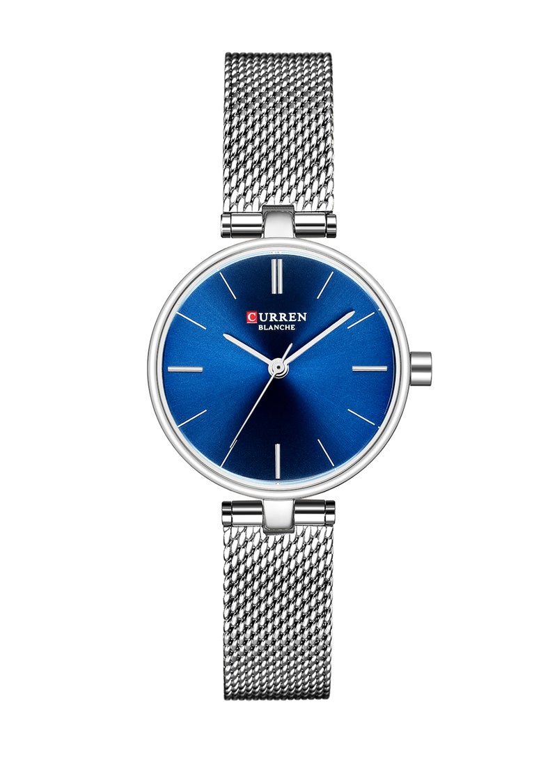 كارين ساعة يد كوارتز بسوار شبكي من الستانلس ستيل مقاومة للماء طراز 9038 - مقاس 27 مم - لون فضي للنساء - Image 1