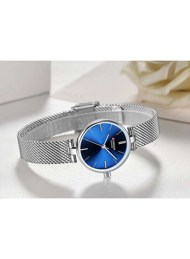 كارين ساعة يد كوارتز بسوار شبكي من الستانلس ستيل مقاومة للماء طراز 9038 - مقاس 27 مم - لون فضي للنساء - Image 3