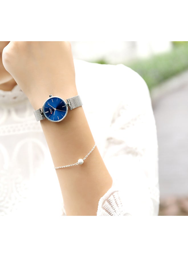 كارين ساعة يد كوارتز بسوار شبكي من الستانلس ستيل مقاومة للماء طراز 9038 - مقاس 27 مم - لون فضي للنساء - Image 4