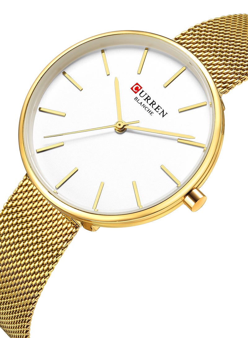 CURREN - Women's Waterproof Simple Stainless Steel Mesh BAnd Quartz Watch 9042 - 36 mm - Gold - Image 1
