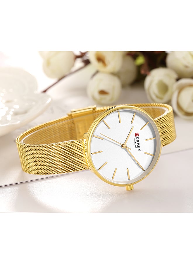 CURREN - Women's Waterproof Simple Stainless Steel Mesh BAnd Quartz Watch 9042 - 36 mm - Gold - Image 1