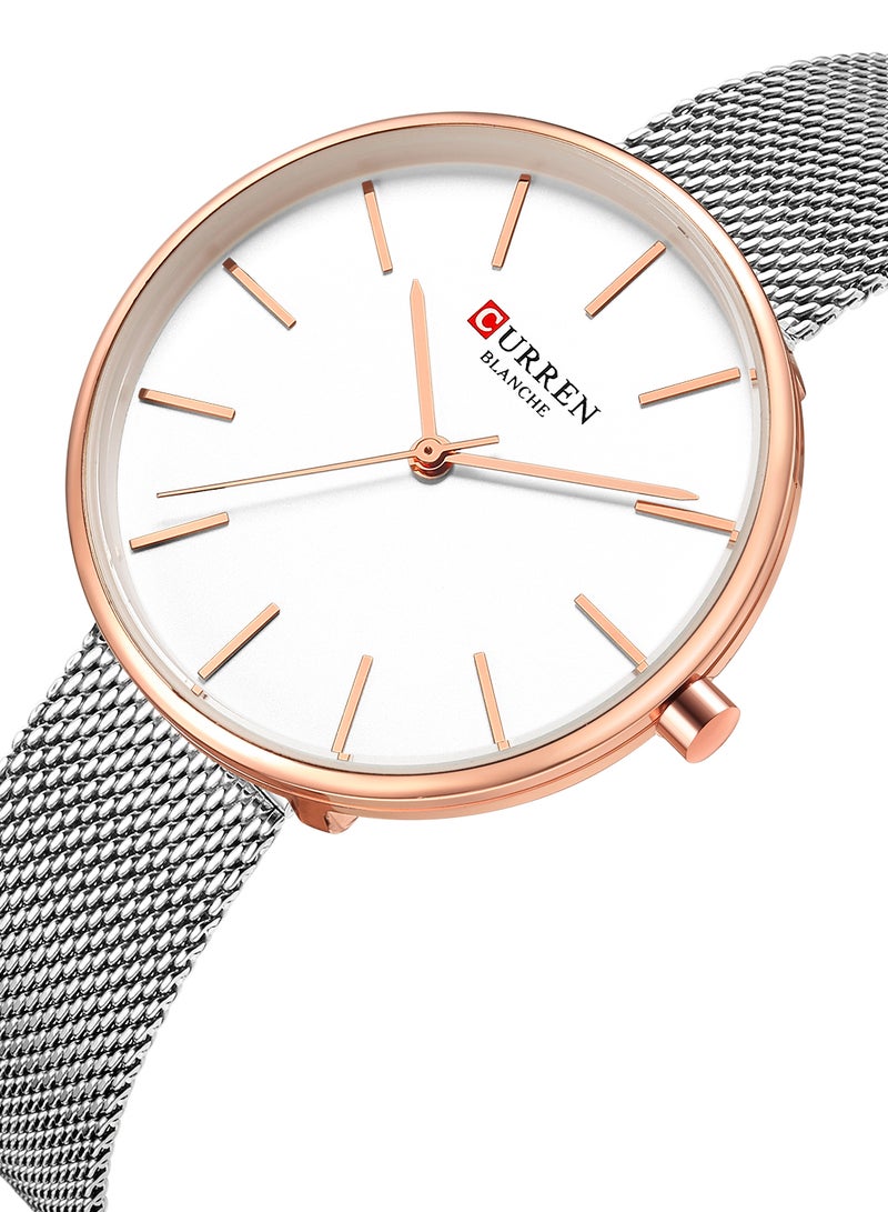 CURREN - Women's Waterproof Simple Stainless Steel Mesh BAnd Quartz Watch 9042 - 36 mm - Silver - Image 1