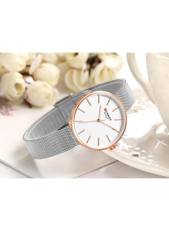 CURREN - Women's Waterproof Simple Stainless Steel Mesh BAnd Quartz Watch 9042 - 36 mm - Silver - Image 1