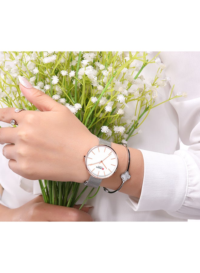 CURREN - Women's Waterproof Simple Stainless Steel Mesh BAnd Quartz Watch 9042 - 36 mm - Silver - Image 1