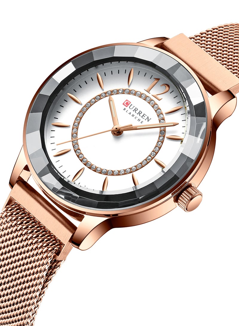 CURREN - Women's Waterproof Chic Stainless Steel Magnetic Mesh BAnd Quartz Watch 9066 - 36 mm - Rose Gold - Image 1