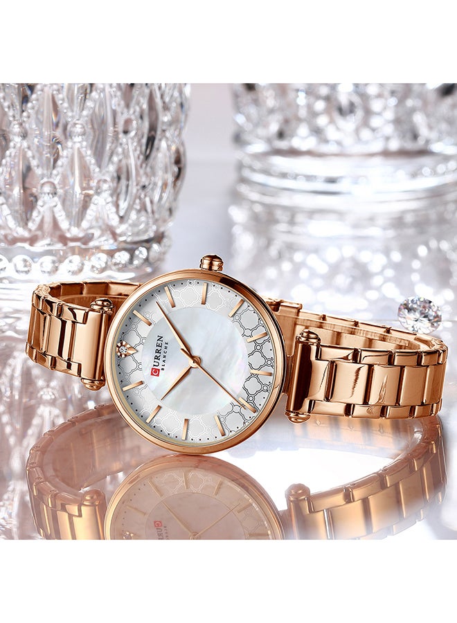CURREN Women's Elegant Waterproof Stainless Steel BAnd Quartz Watch 9072 - 31 mm - Rose Gold - Image 3