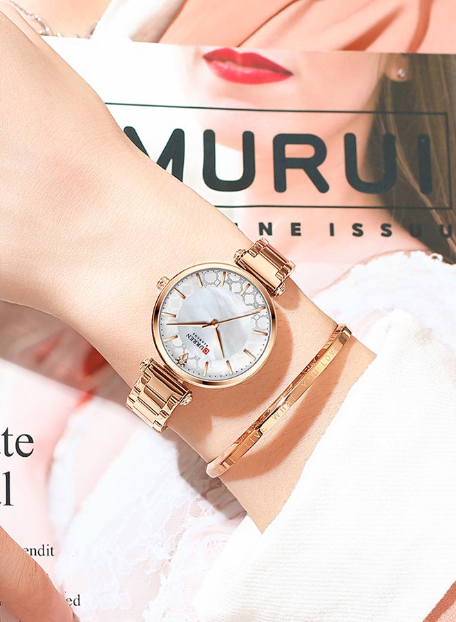 CURREN Women's Elegant Waterproof Stainless Steel BAnd Quartz Watch 9072 - 31 mm - Rose Gold - Image 4