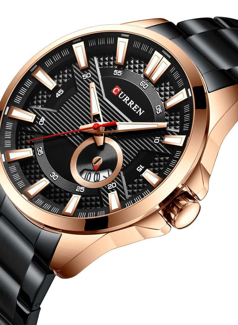 CURREN Men's Waterproof Stainless Steel BAnd With CalAnder Quartz Watch 8372 - 46 mm - Gold - Image 2