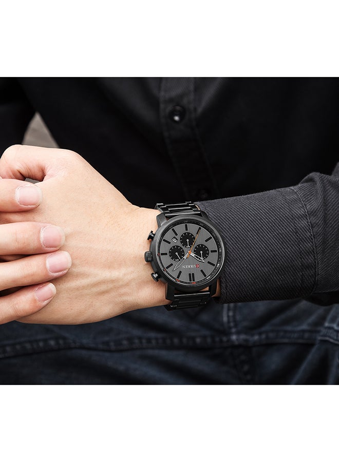CURREN Men's Chronograph Waterproof Stainless Steel BAnd Casual Quartz Watch 8315 - 46 mm - Black - Image 3