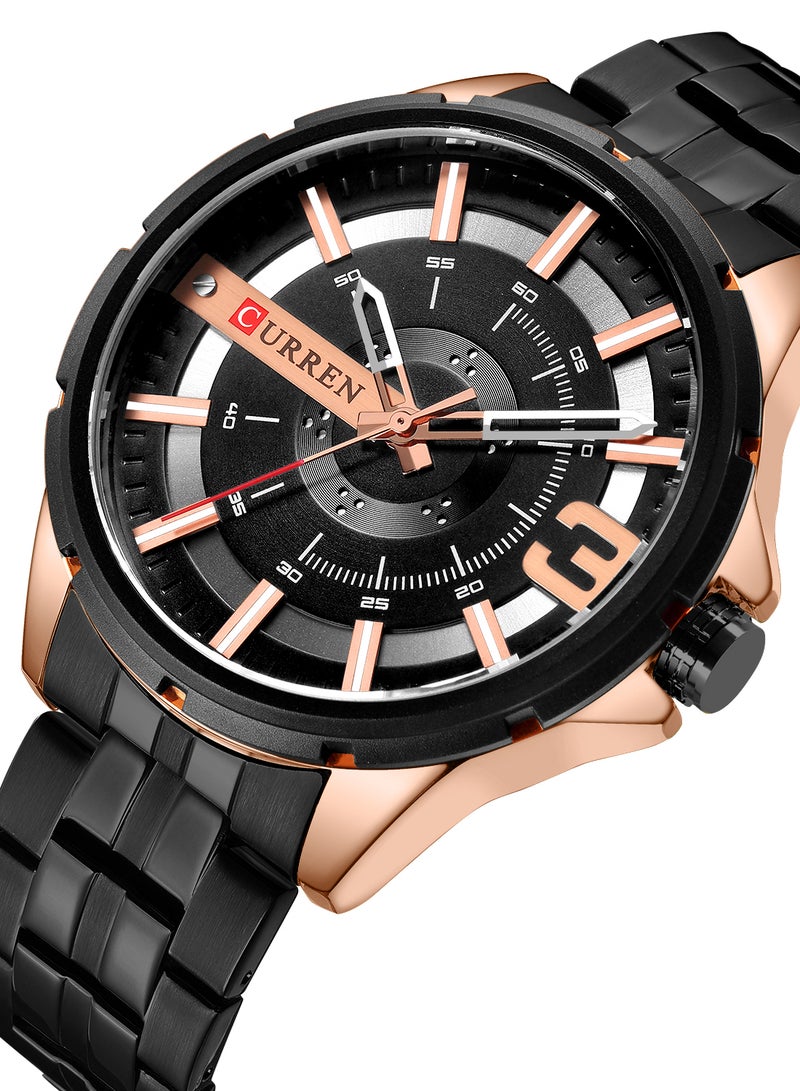 كارين ساعة يد كوارتز كاجوال بسوار من الإستانلس ستيل مقاومة للماء طراز 8333 - 47 مم - أسود للرجال - Image 2