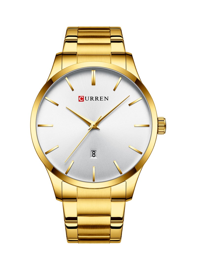 CURREN Men's Waterproof Simple Stainless Steel BAnd Casual Quartz Watch 8357 - 45 mm - Gold - Image 1