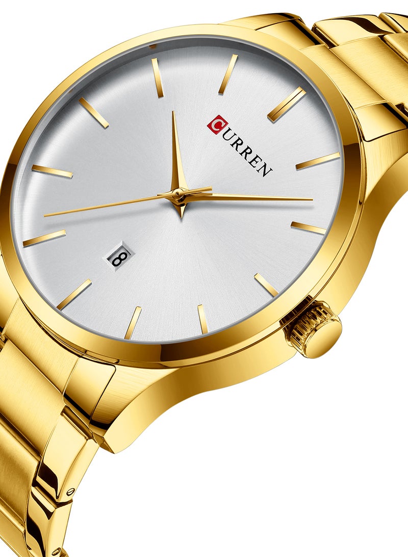 CURREN Men's Waterproof Simple Stainless Steel BAnd Casual Quartz Watch 8357 - 45 mm - Gold - Image 2