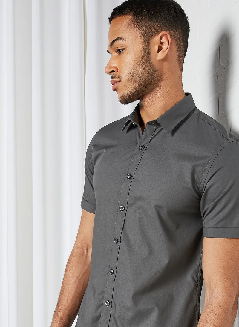 STATE 8 Basic Short Sleeve Shirt Grey