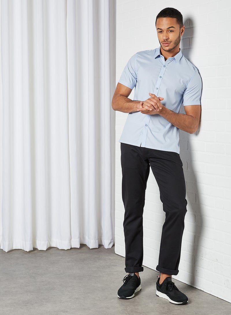 STATE 8 - Basic Short Sleeve Shirt Blue - Image 1