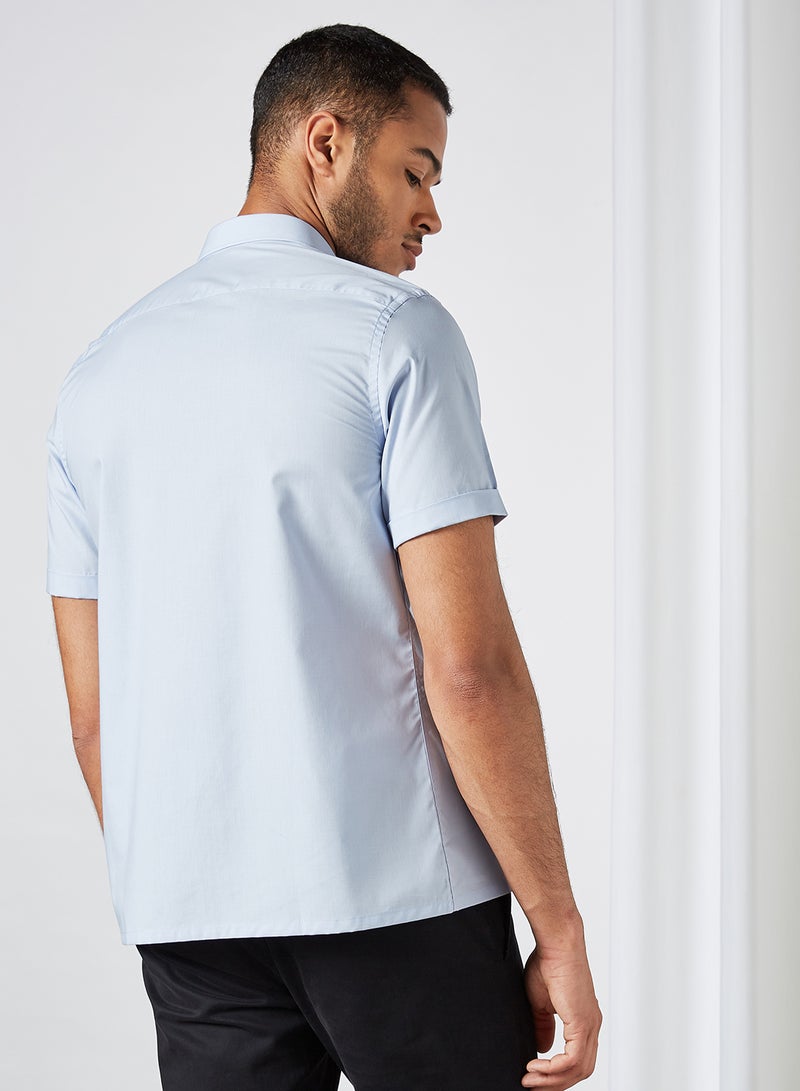 STATE 8 - Basic Short Sleeve Shirt Blue - Image 1
