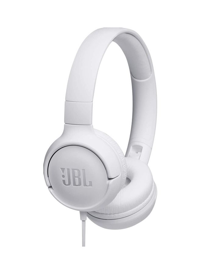 Tune 500 Wired On-Ear Headphones - Deep Pure Bass - 1 Button Remote - Lightweight - Foldable - Tangle Free Cable White 