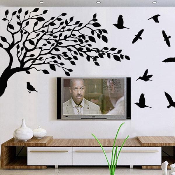 Fast Print Wall Decal Removable Decor DIY Art Home Room Office Improvement Tree Wall Sticker Black 83x60cm - Image 3