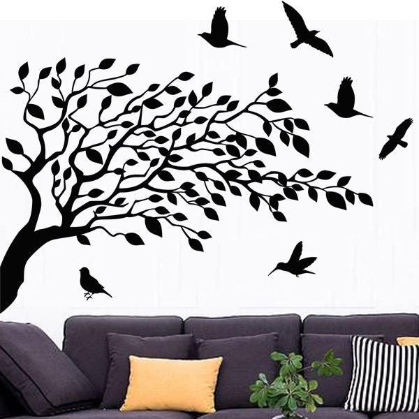 Fast Print Wall Decal Removable Decor DIY Art Home Room Office Improvement Tree Wall Sticker Black 83x60cm - Image 4
