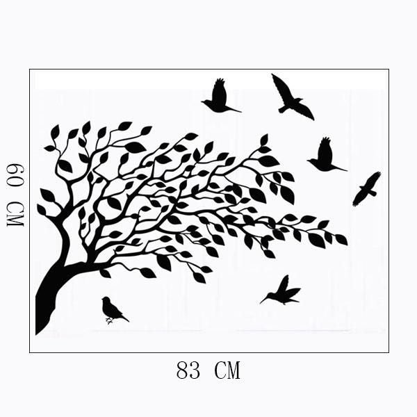 Fast Print Wall Decal Removable Decor DIY Art Home Room Office Improvement Tree Wall Sticker Black 83x60cm - Image 5