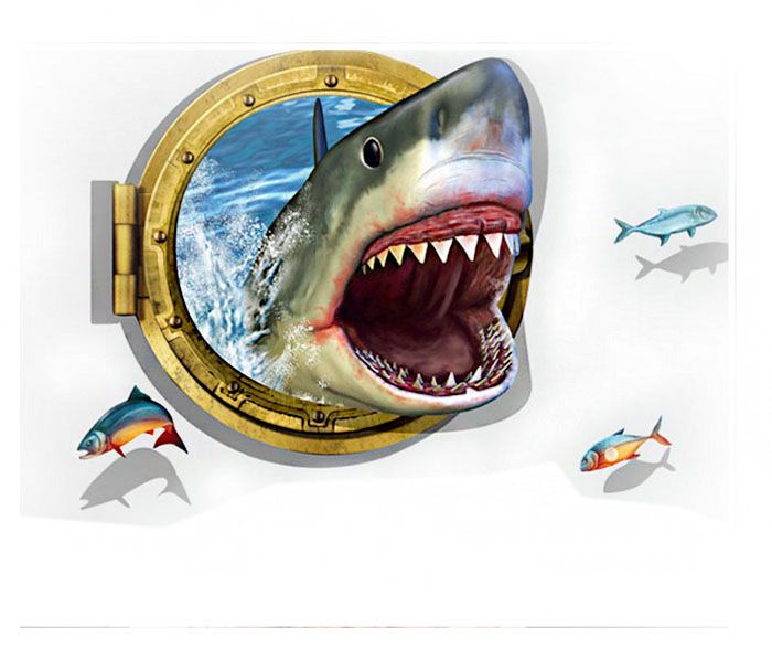 Fast Print 3D Submarine World under sea Removable Wall Art Sticker Decal Multicolor 60x90cm - Image 2