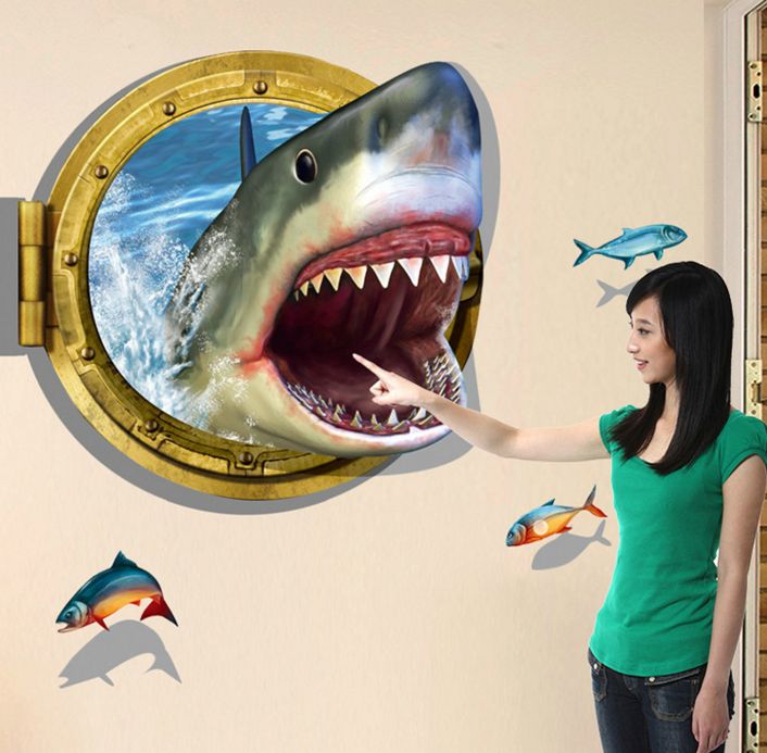 Fast Print 3D Submarine World under sea Removable Wall Art Sticker Decal Multicolor 60x90cm - Image 3