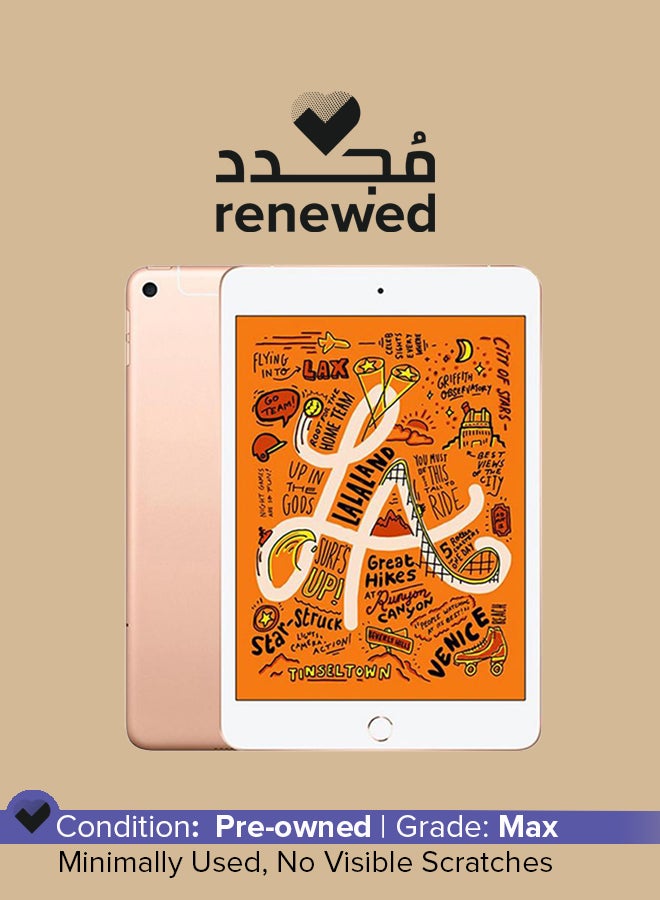 Apple Renewed - iPad Mini 2019 (5th Generation) 7.9inch, 64GB, WI-Fi, 4G LTE Gold Without FaceTime  - Image 1