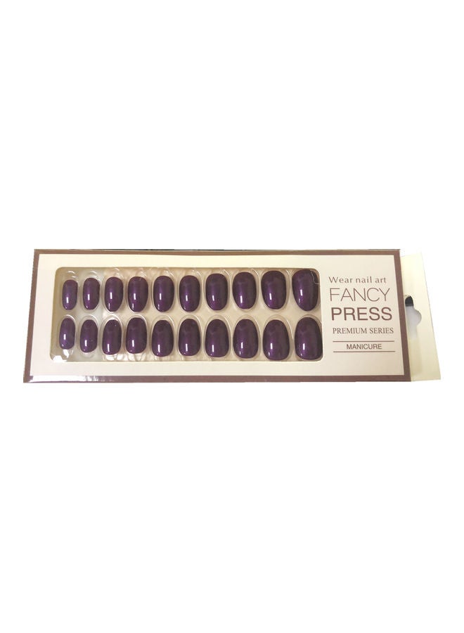 Generic 24-Piece Gloss Fake Nails Kit Purple - Image 1