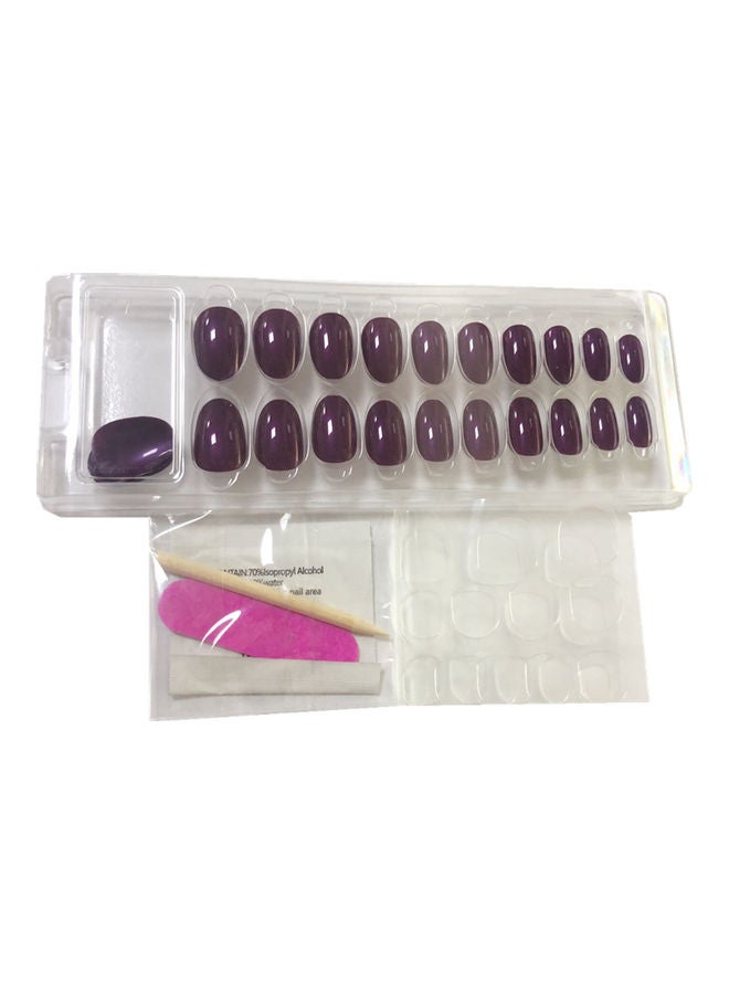 Generic 24-Piece Gloss Fake Nails Kit Purple - Image 2