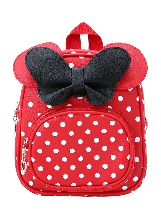 Cartoon Bow Dot Backpack Red/Black - Image 1