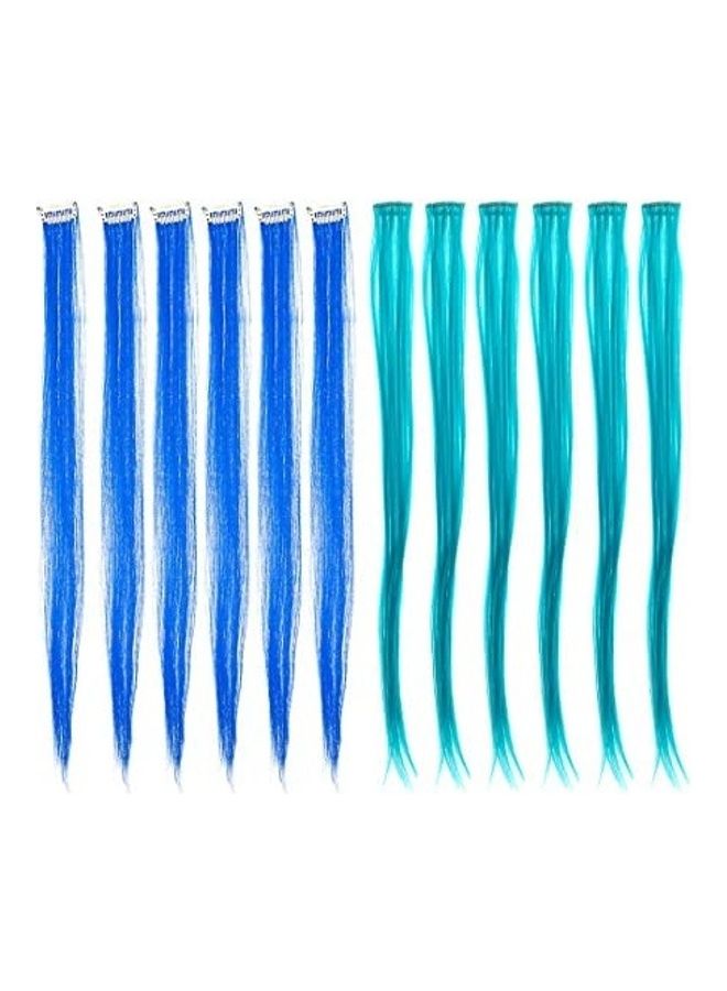 12-Piece Highlight Clip On Extensions Blue 22inch