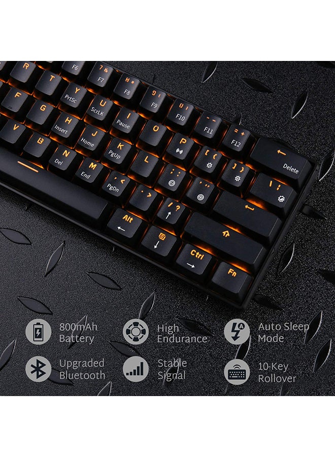 Royal Kludge - RK61 61-Key Yellow Backlight Bluetooth/2.4G Wireless/USB Wired Three Modes Tablet Computer Mobile Office Gaming Keyboard - Image 1
