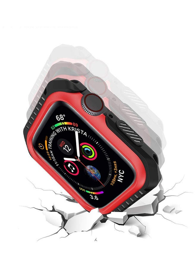 O Ozone Rugged Armor Design Case Compatible With Apple Watch Series 6/5/4/SE Black, Red - Image 4