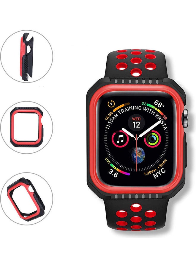 O Ozone Rugged Armor Design Case Compatible With Apple Watch Series 6/5/4/SE Black, Red - Image 5