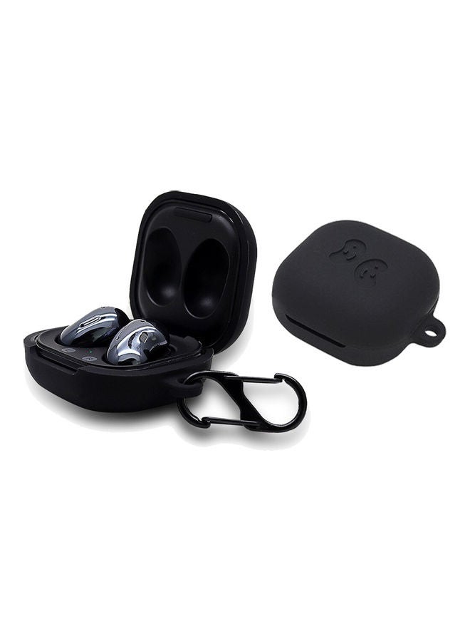 O Ozone - Silicone Case Compatible For Galaxy Buds Pro/Buds Live Shockproof Cover Soft Flexible with Keychain Carabiner Black - Image 1