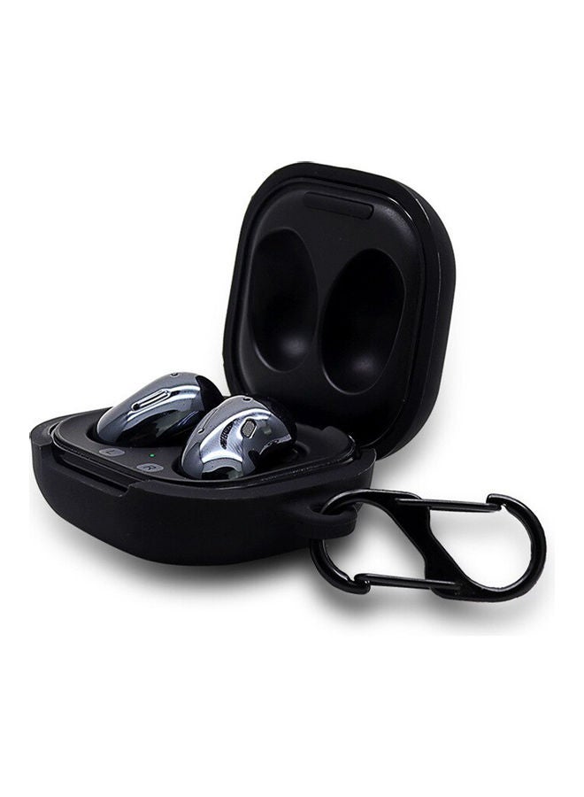 O Ozone - Silicone Case Compatible For Galaxy Buds Pro/Buds Live Shockproof Cover Soft Flexible with Keychain Carabiner Black - Image 1