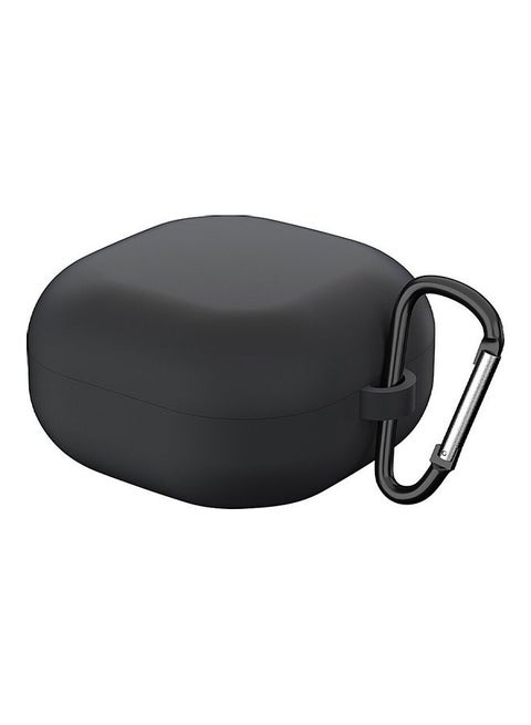 Silicone Case Compatible For Galaxy Buds Pro/Buds Live Shockproof Cover Soft Flexible with Keychain Carabiner Black